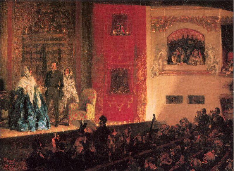 Adolph von Menzel Theatre du Gymnase oil painting image